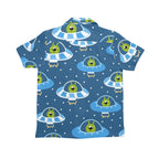 Cute Aliens in UFOs Senior Kids Hawaiian Shirt Senior Kids Hawaiian Shirt 8-15 Printed Offshore Sci Fi