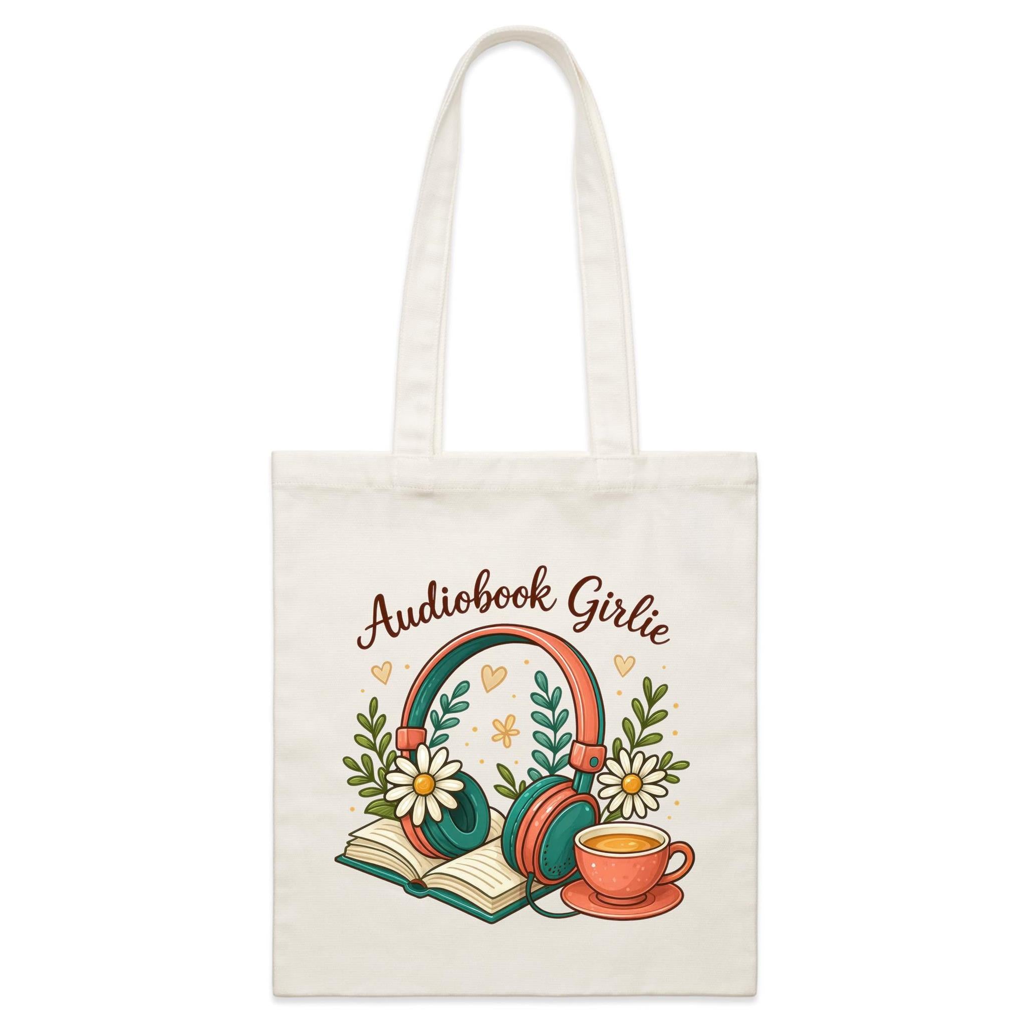 Audiobook Girlie - Parcel Canvas Tote Bag Default Title Small Tote Bag Printed In Australia Reading