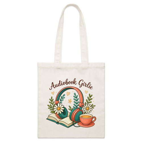Audiobook Girlie - Parcel Canvas Tote Bag Default Title Small Tote Bag Printed In Australia Reading