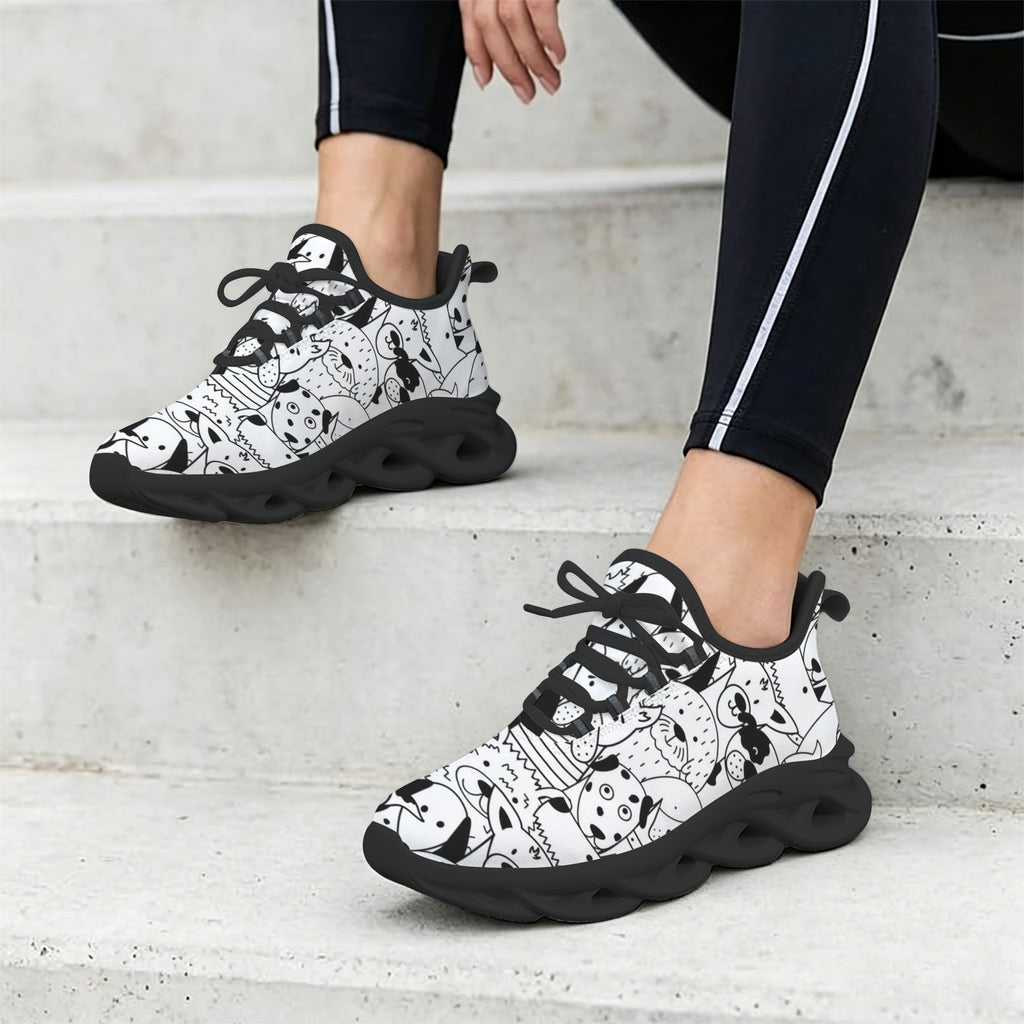 Black And White Dogs Women's Twisted Sole Sneakers