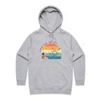 Long Time, No Sea - Womens Hoodie Grey Marle Womens Hoodie Printed In Australia Summer Surf