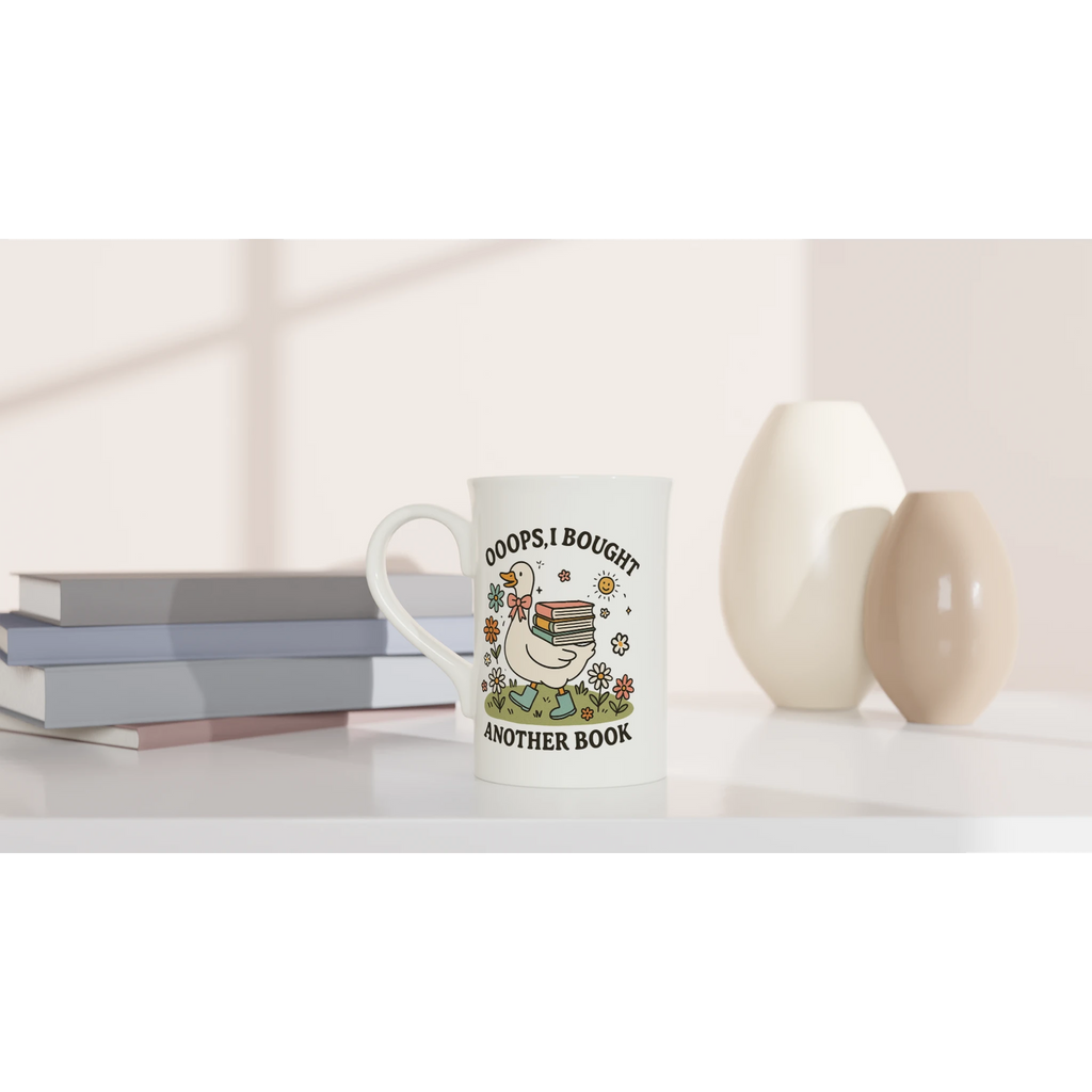 Oops, I Bought Another Book - White 10oz Porcelain Slim Mug Porcelain Mug animal Globally Fulfilled Reading