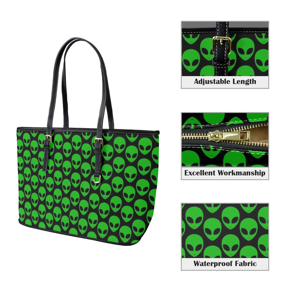 Aliens - Leather Tote Bag-Large