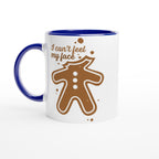Gingerbread Man, I Can't Feel My Face - White 11oz Ceramic Mug with Colour Inside Ceramic Blue Christmas Colour Mug Christmas Globally Fulfilled