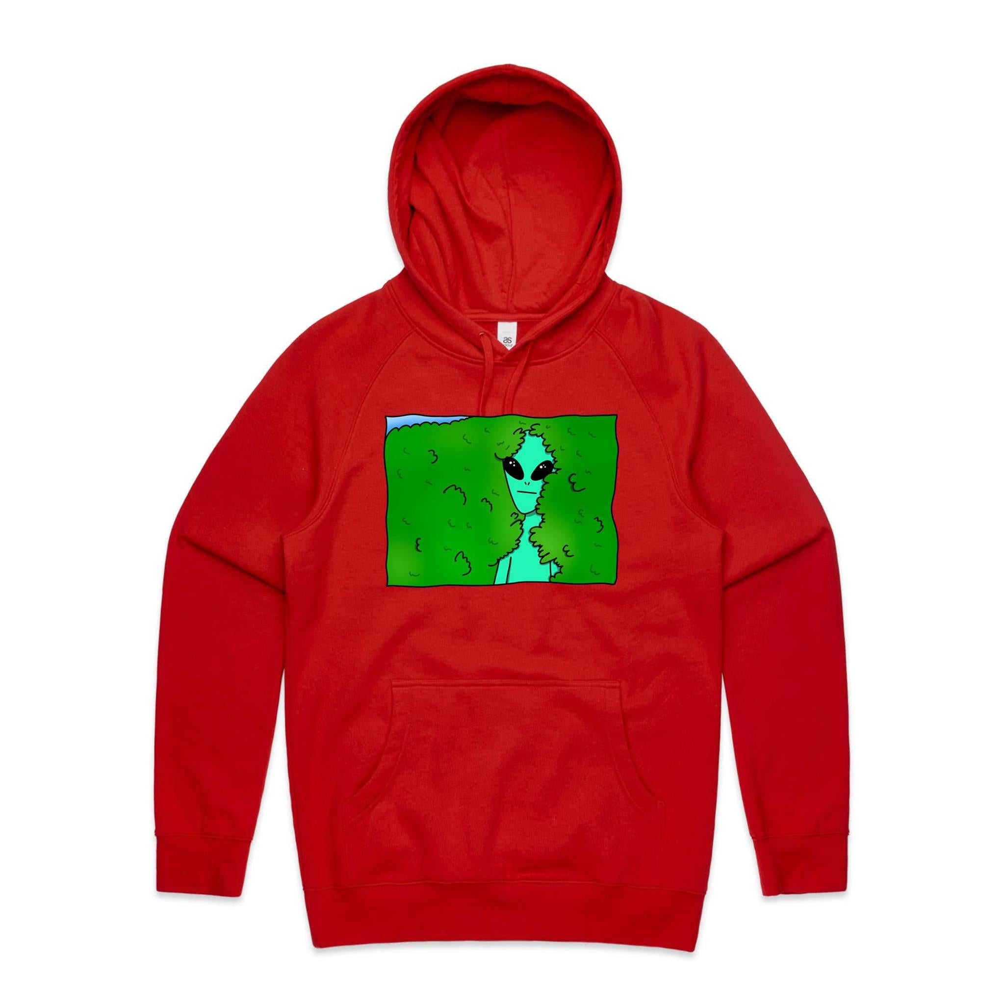 Alien Backing Into Hedge Meme - Mens Hoodie Red Mens Hoodie Printed In Australia Sci Fi