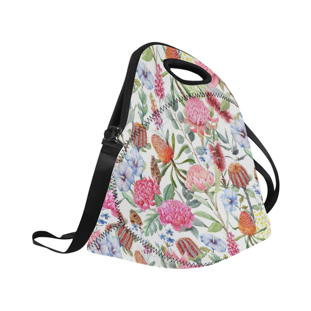 Australian Flowers Neoprene Lunch Bag/Large (Model 1669) Neoprene Lunch Bag Plants Printed Offshore