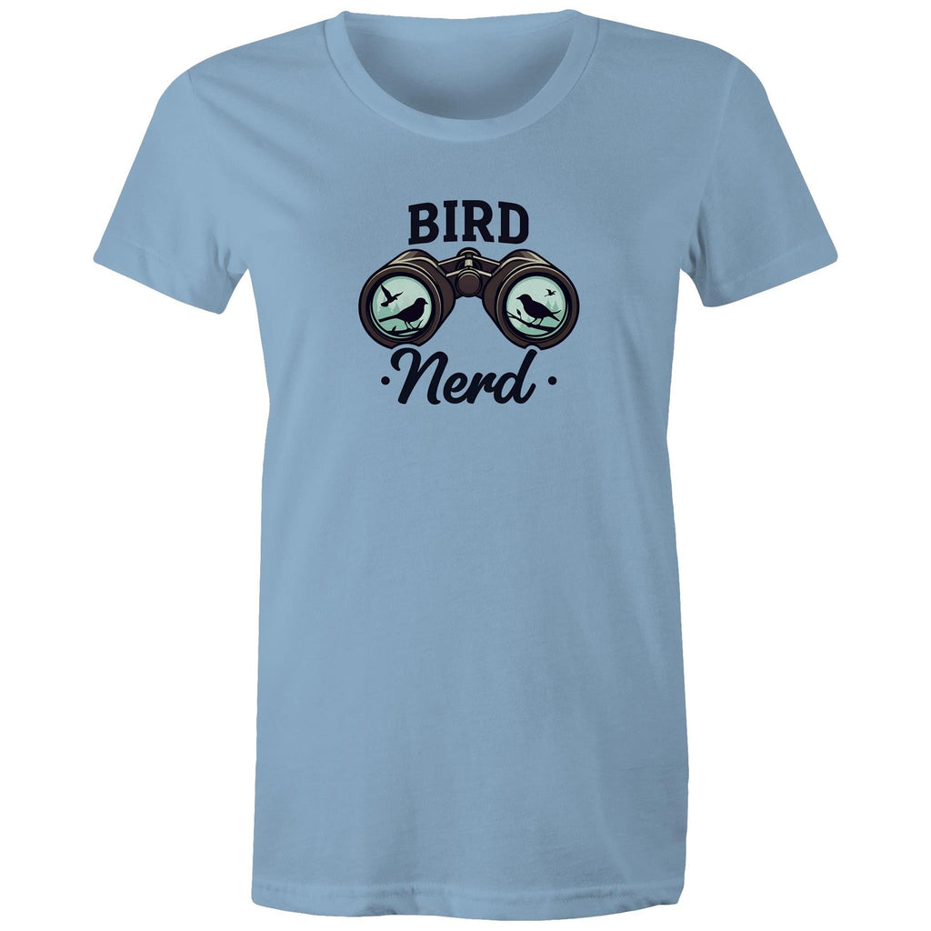 Bird Nerd - Womens T-shirt Carolina Blue Womens T-shirt animal Printed In Australia