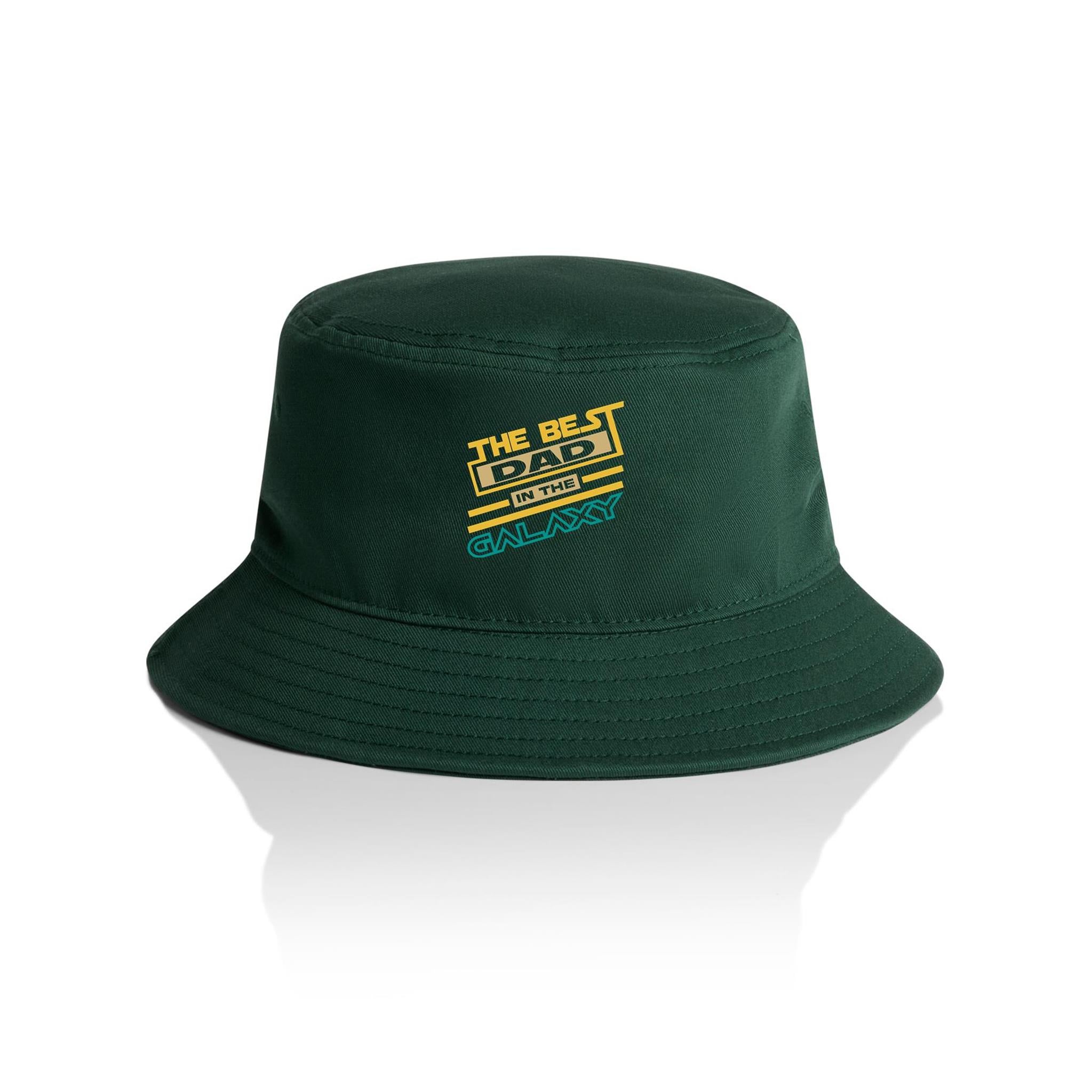 The Best Dad In The Galaxy - AS Colour Bucket Hat Forest Green One Size As Colour Bucket Hat Dad Printed In Australia Space