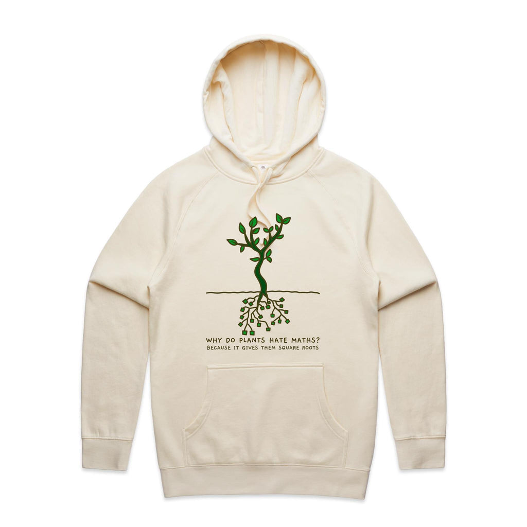 Square Roots, Maths Tree - Mens Hoodie Ecru Mens Hoodie Maths Printed In Australia
