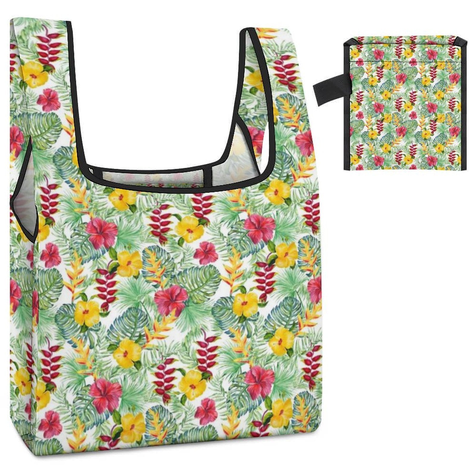 Tropical Flowers On White Foldable Shopping Bag