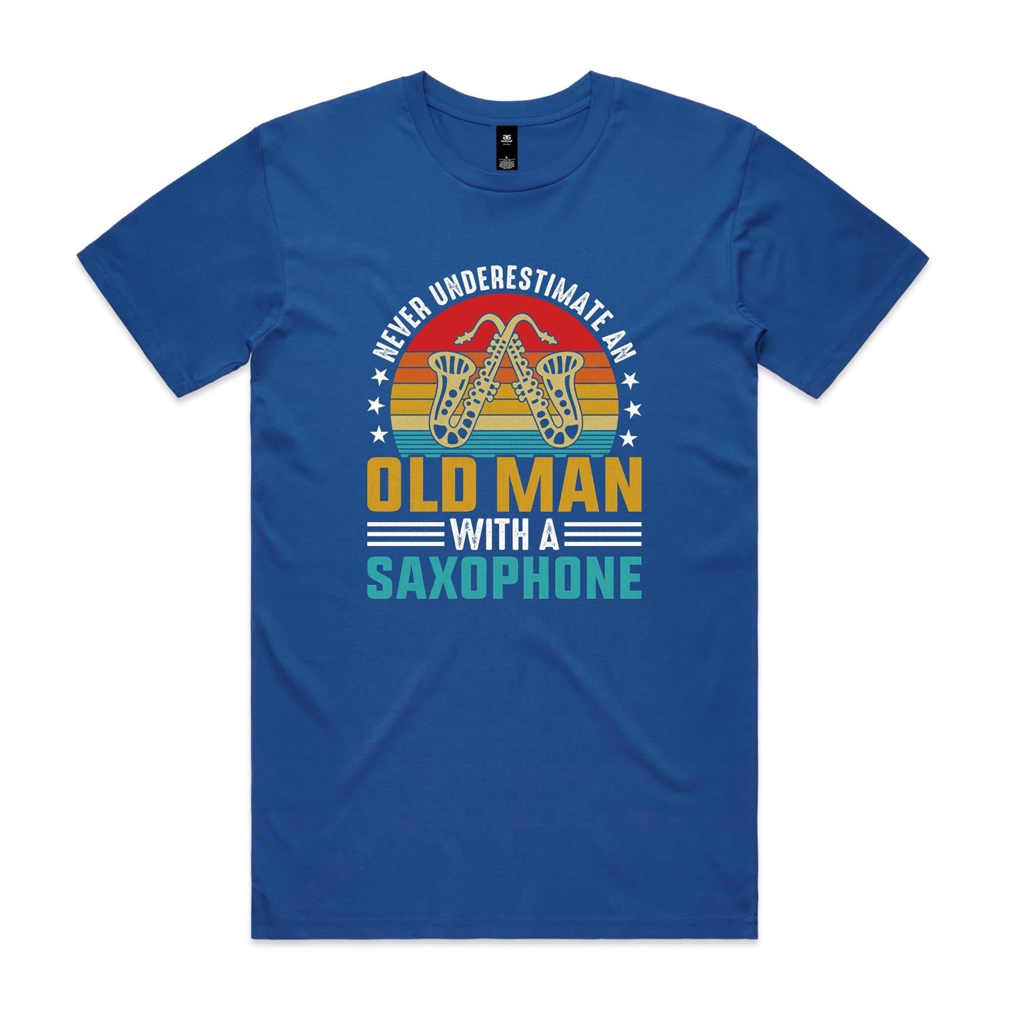 Never Underestimate An Old Man With A Saxophone - Men's AS Colour T-shirt