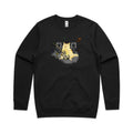 Cat Bass Player AS Colour Stencil Crew Sweatshirt Unisex Black Sweatshirt animal Music Printed In Australia