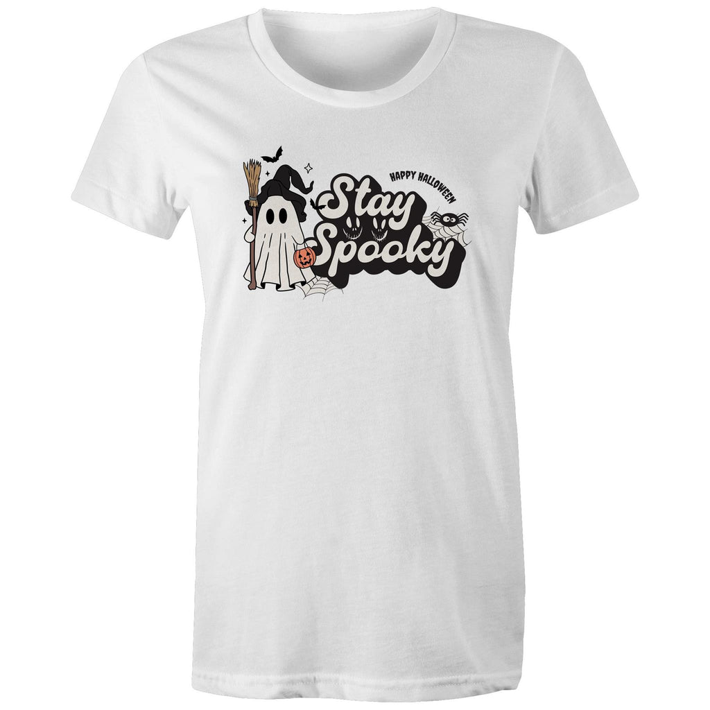 Stay Spooky, Halloween - Womens T-shirt White Womens T-shirt Halloween Printed In Australia