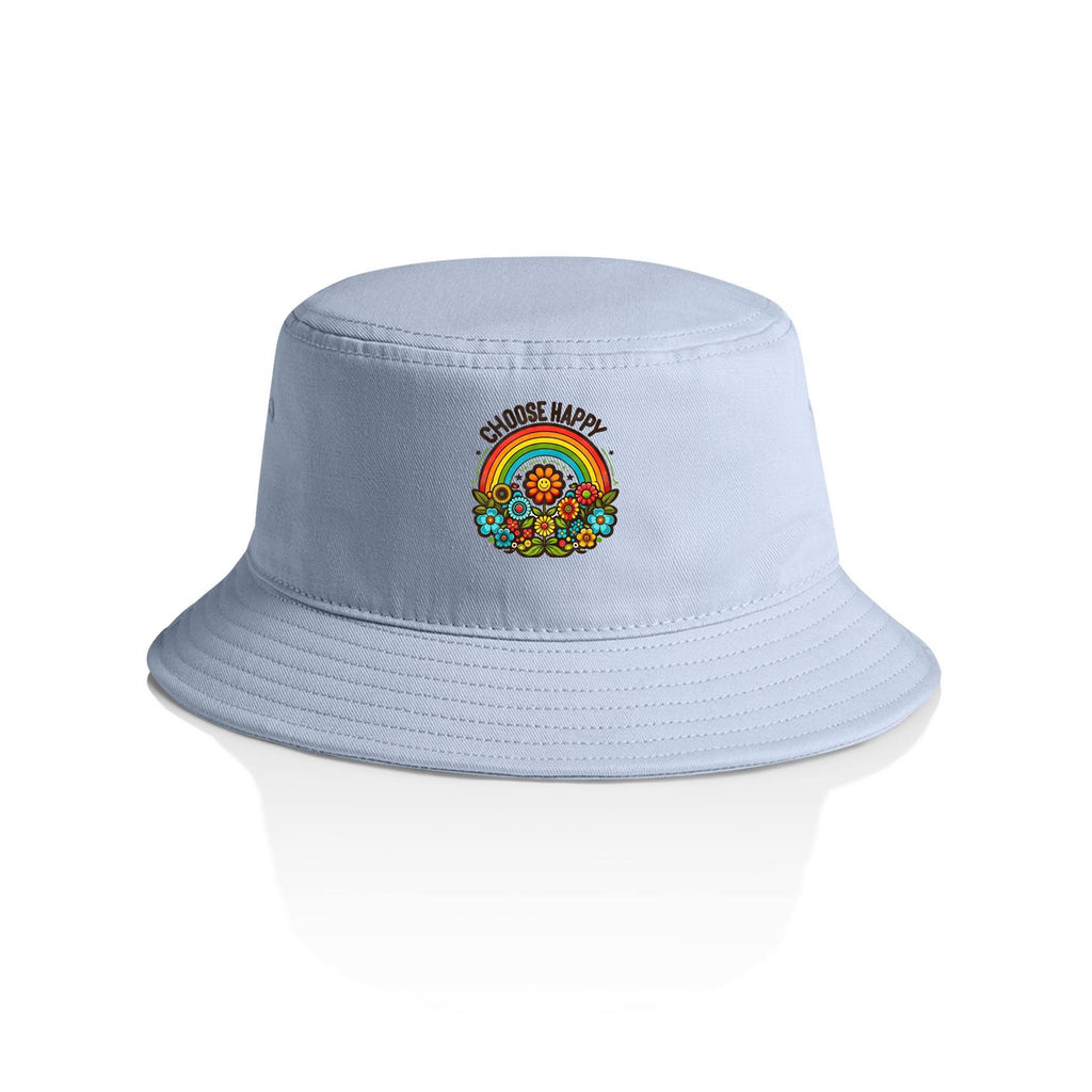 Choose Happy - AS Colour Bucket Hat Powder One Size As Colour Bucket Hat Positivity Printed In Australia Retro