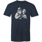 Alien Bigfoot Heart Hands - Mens T-Shirt Navy Mens T-shirt Love Printed In Australia Sci Fi