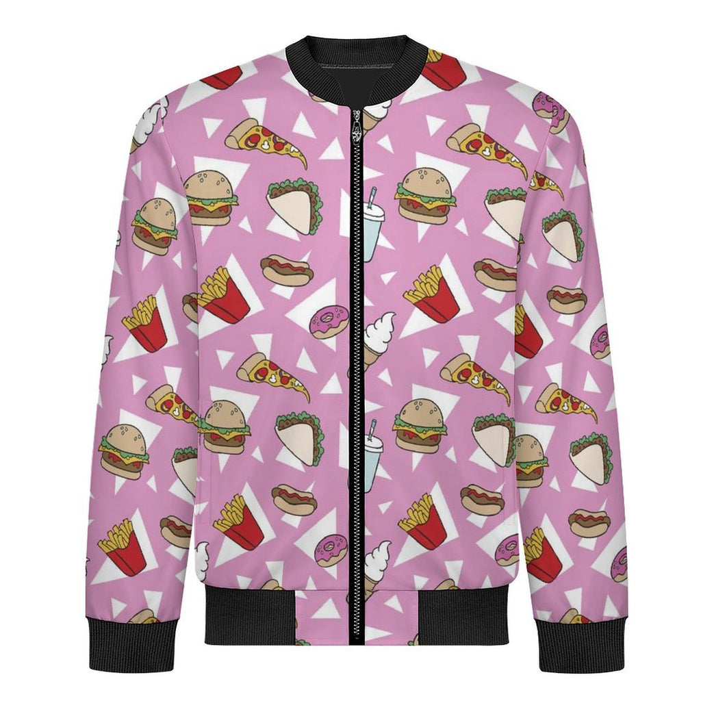 Fast Food Men's Casual Zip‑Up Bomber Jacket