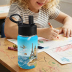 Around The World - 12oz Kids Water Bottle with Straw Lid