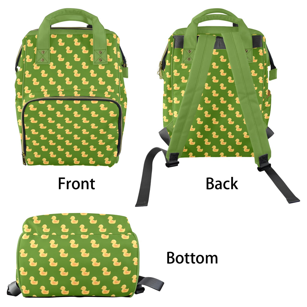 Rubber Ducks On Green Multi-Function Backpack, Nappy / Diaper Bag Multi-function Backpack, Nappy / Diaper Bag animal Printed Offshore