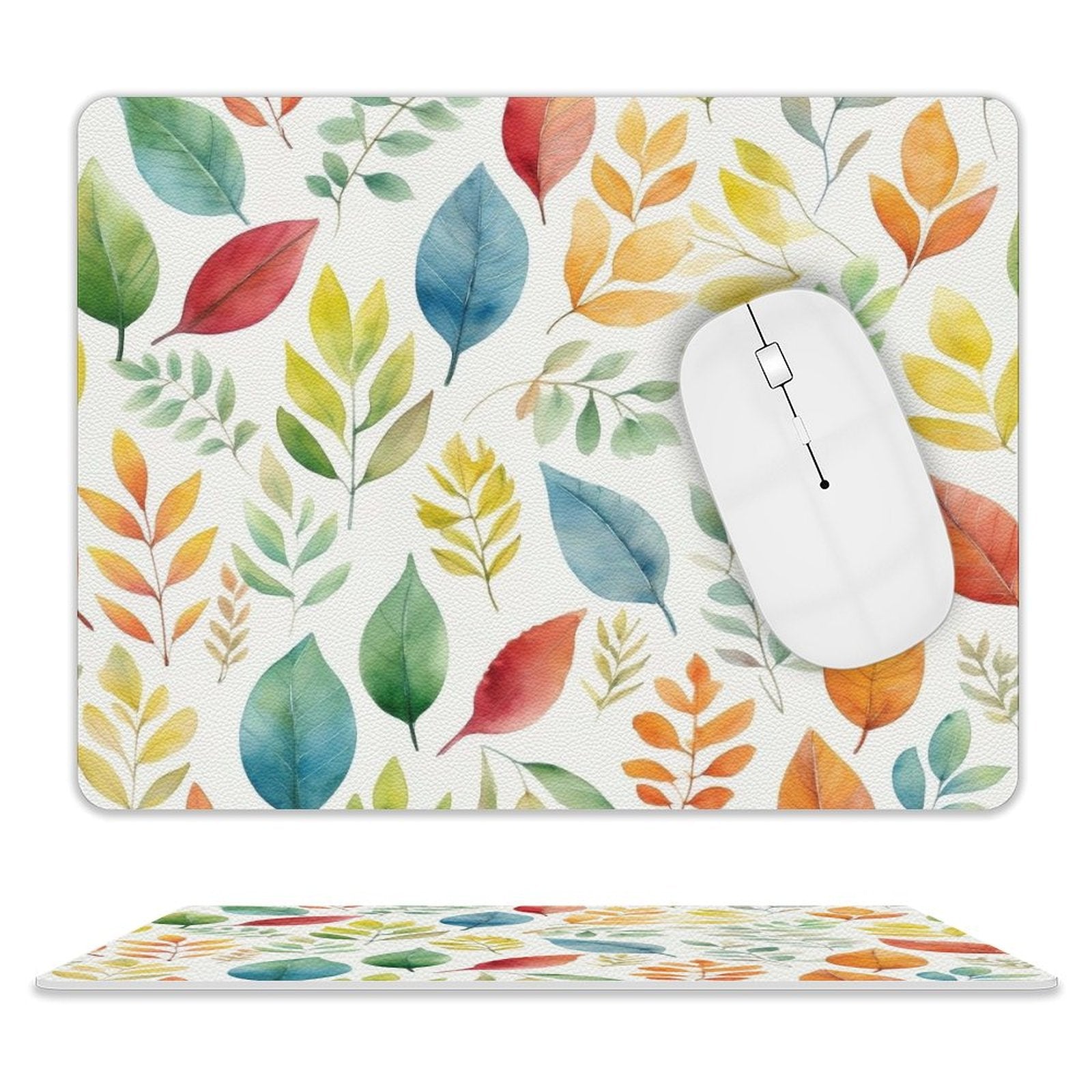 Autumn Leaves - Leather Mouse Pad white One size Leather Mouse Pad Plants Printed Offshore