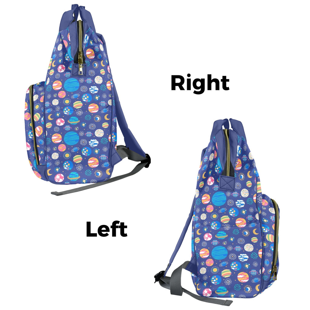 Planets On Blue Multi-Function Backpack, Nappy / Diaper Bag Multi-function Backpack, Nappy / Diaper Bag Printed Offshore Space
