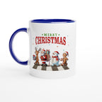Fab Four, Merry Christmas - White 11oz Ceramic Mug with Color Inside Ceramic Blue Christmas Colour Mug Christmas Globally Fulfilled