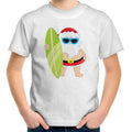 Surf Summer Santa - Kids Youth T-Shirt White Kids Christmas T-shirt Christmas Printed In Australia