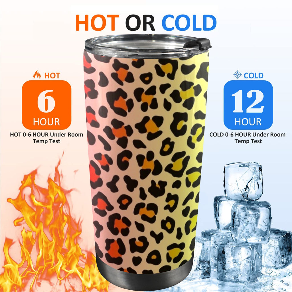 Rainbow Leopard Print - 20oz Mobile Tumbler with Lid (Black Lock)