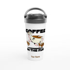 Personalised - Coffee On The Run - White 15oz Stainless Steel Travel Mug Default Title Personalised Travel Mug Coffee customise Globally Fulfilled personalise