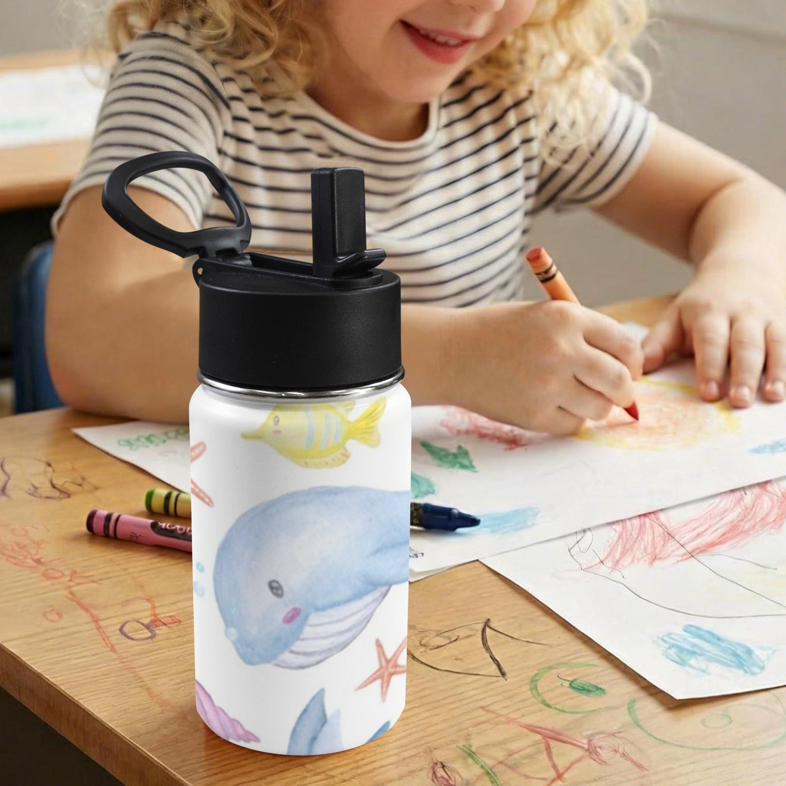 Under The Sea 12oz Kids Water Bottle with Straw Lid