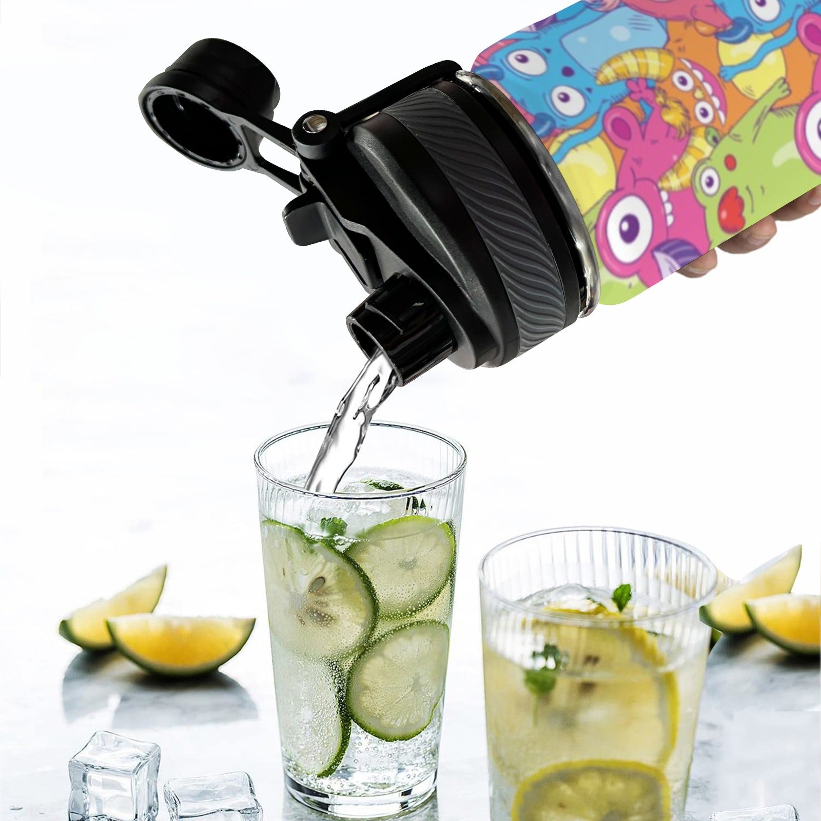 Cute Monsters - Insulated Water Bottle with Dual-Use Lid (18oz) Insulated Water Bottle with Dual-Use Lid (18oz) Printed Offshore Sci Fi