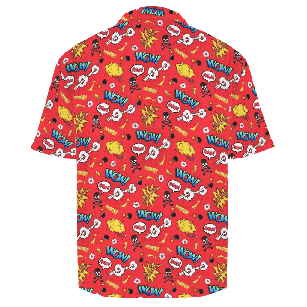 Comic Book Red Men's Crinkle Hawaiian Shirt