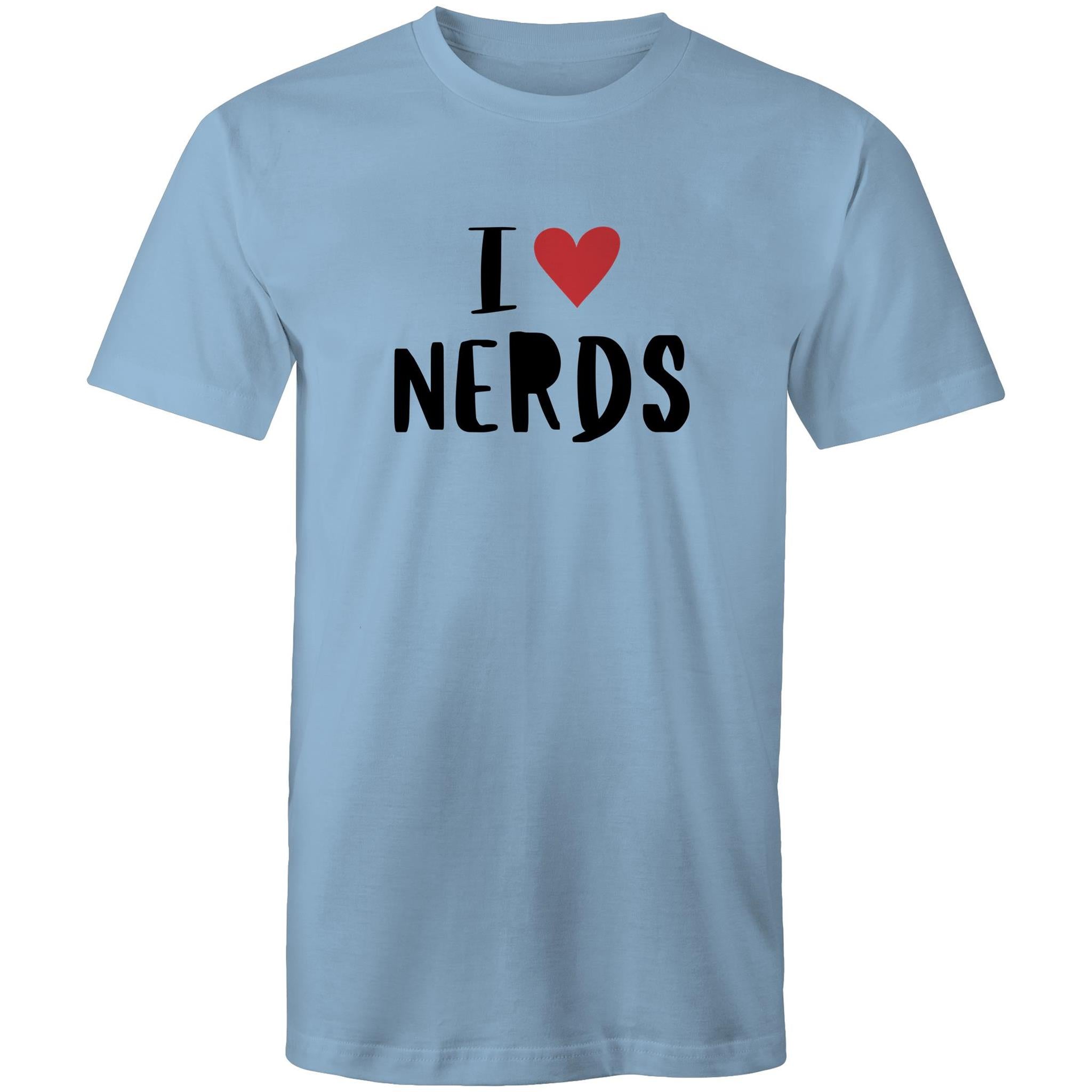 I Love Nerds, Heart - Mens T-Shirt Carolina Blue Mens T-shirt Love Printed In Australia