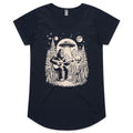 Alien And Bigfoot Playing Guitar Womens Scoop Neck T-Shirt Navy