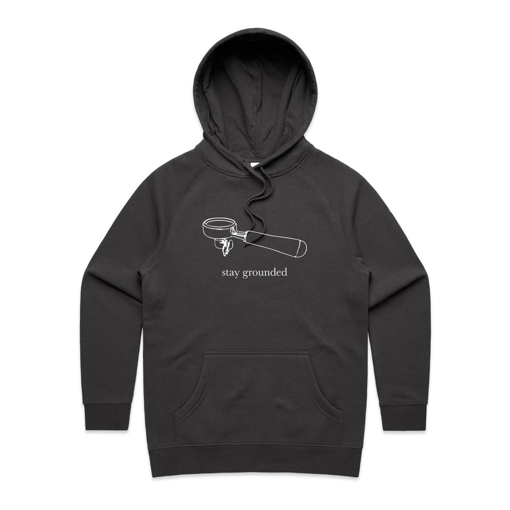 Stay Grounded, Coffee Portafilter Women's AS Colour Hoodie Coal Womens Hoodie Coffee Printed In Australia