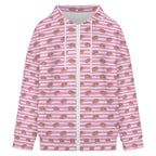 Pink Doughnut Stripes Women's Full-Zip Hoodie