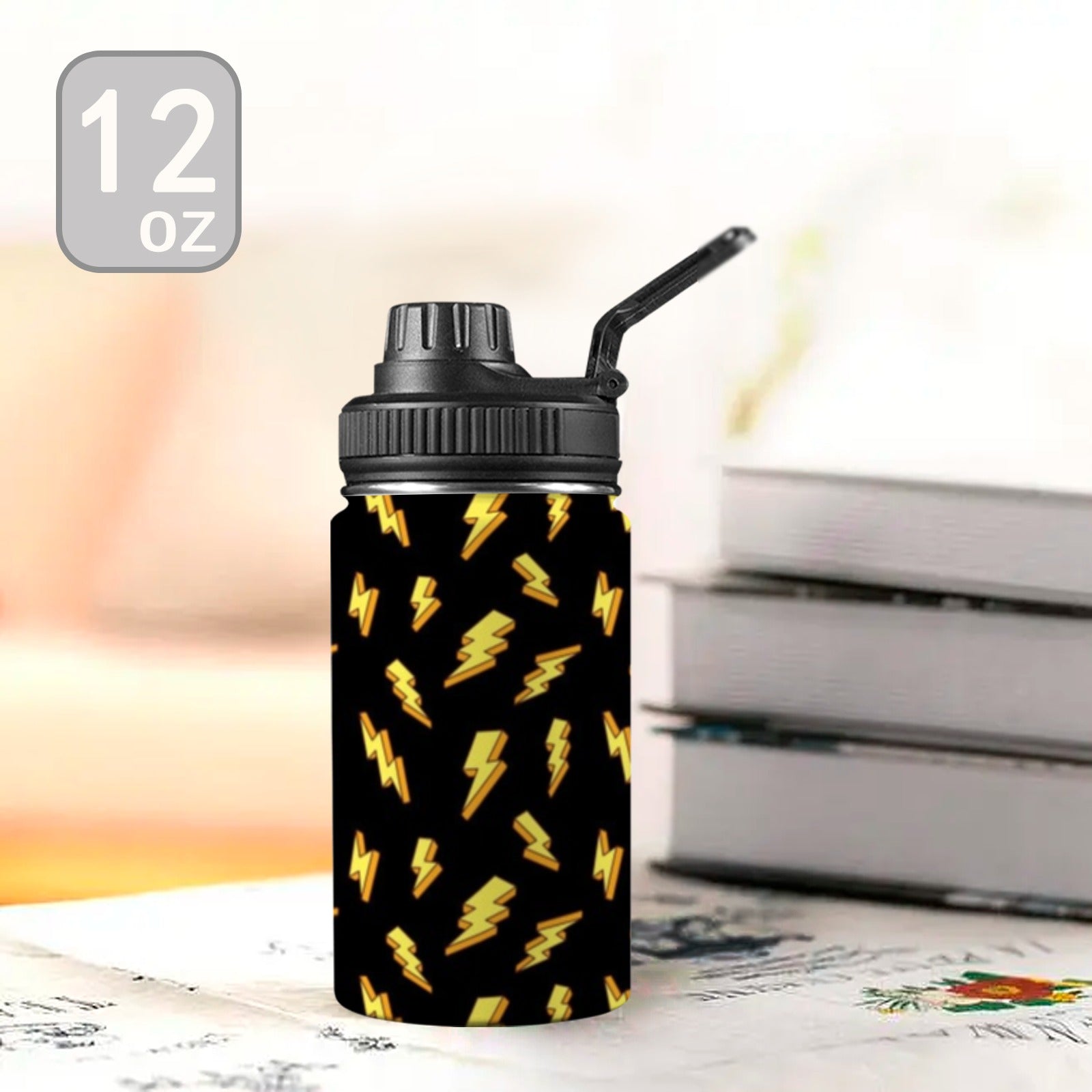 Lightning Bolts - Kids Water Bottle with Chug Lid (12 oz) Kids Water Bottle with Chug Lid comic Printed Offshore