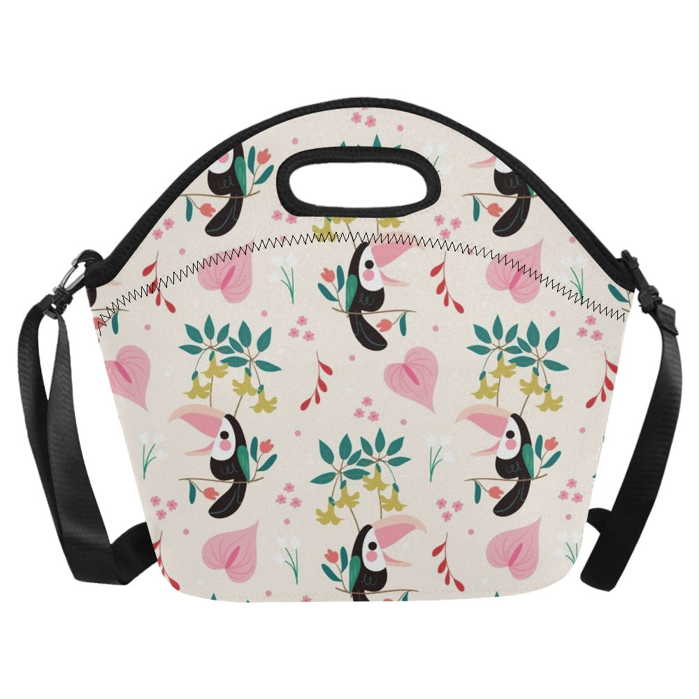Toucans In Pink Neoprene Lunch Bag/Large (Model 1669) Neoprene Lunch Bag animal Printed Offshore
