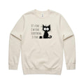 It's Fine, I'm Fine, Everything Is Fine, Frazzled Cat AS Colour Stencil Crew Sweatshirt Unisex Ecru Sweatshirt animal Printed In Australia