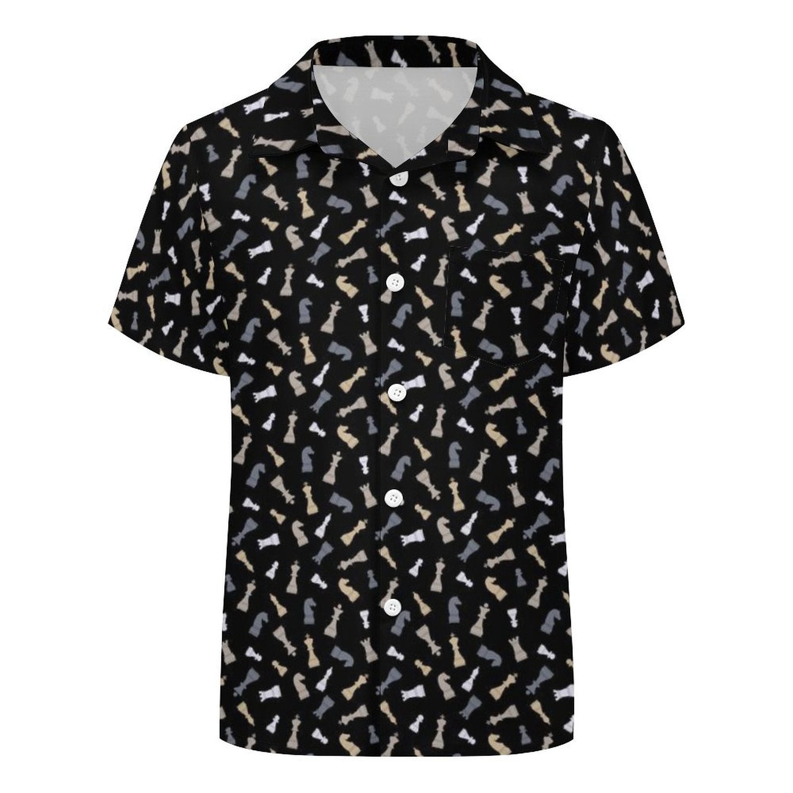 Chess Pattern Kids Youth Short Sleeve Button Up Shirt