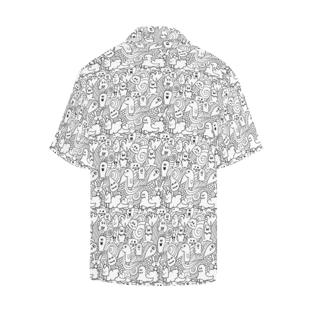Black And White Creatures - Mens Hawaiian Shirt