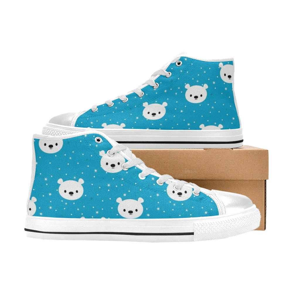 Bears On Blue - Kids' High Top Canvas Shoes Kids High Top Canvas Shoes animal Printed Offshore