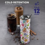 Hippie Butterfly And Flowers - 20oz Tall Skinny Tumbler with Lid and Straw