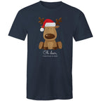 Oh Deer, Christmas Is Here, Reindeer - Mens T-Shirt Navy Mens Christmas T-shirt Christmas Printed In Australia