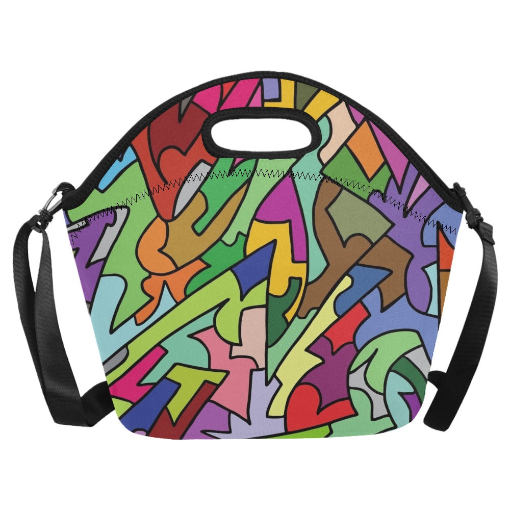 Bright Abstract - Neoprene Lunch Bag Neoprene Lunch Bag Printed Offshore