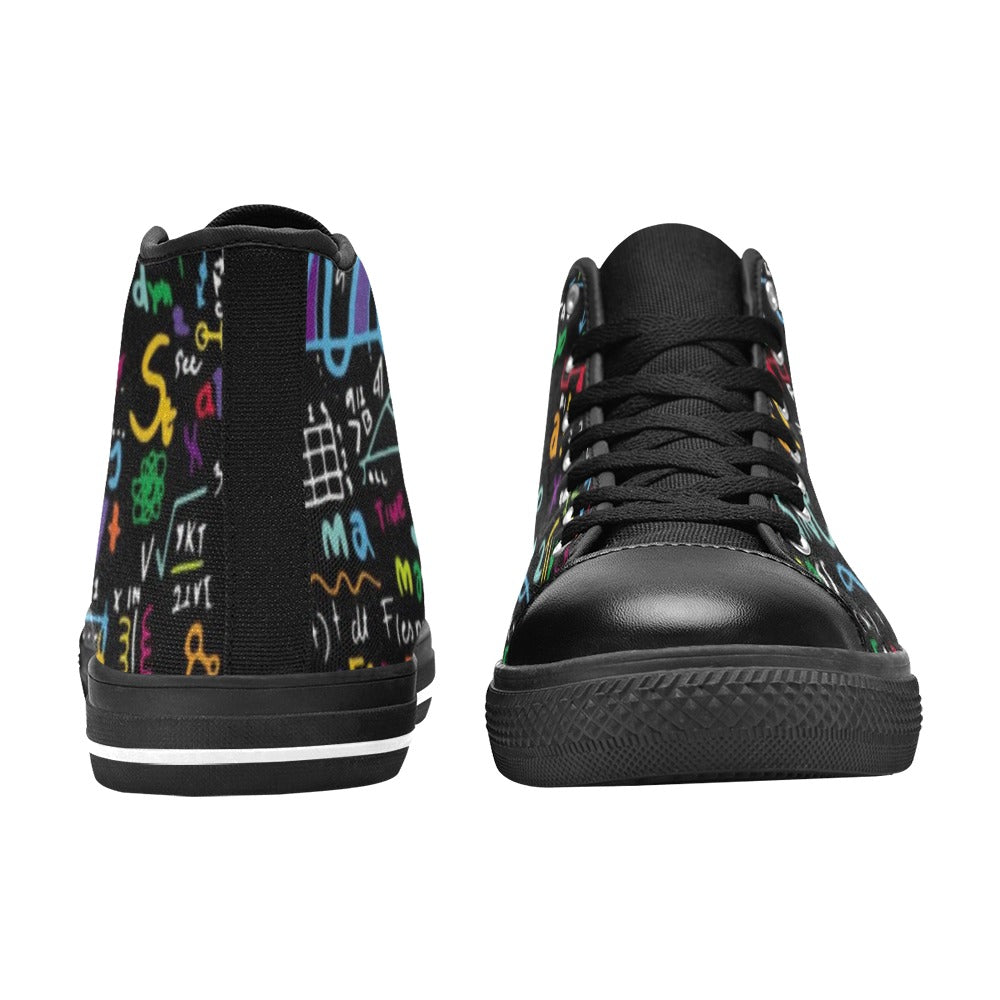 Math Scribbles - Women's High Top Canvas Shoes
