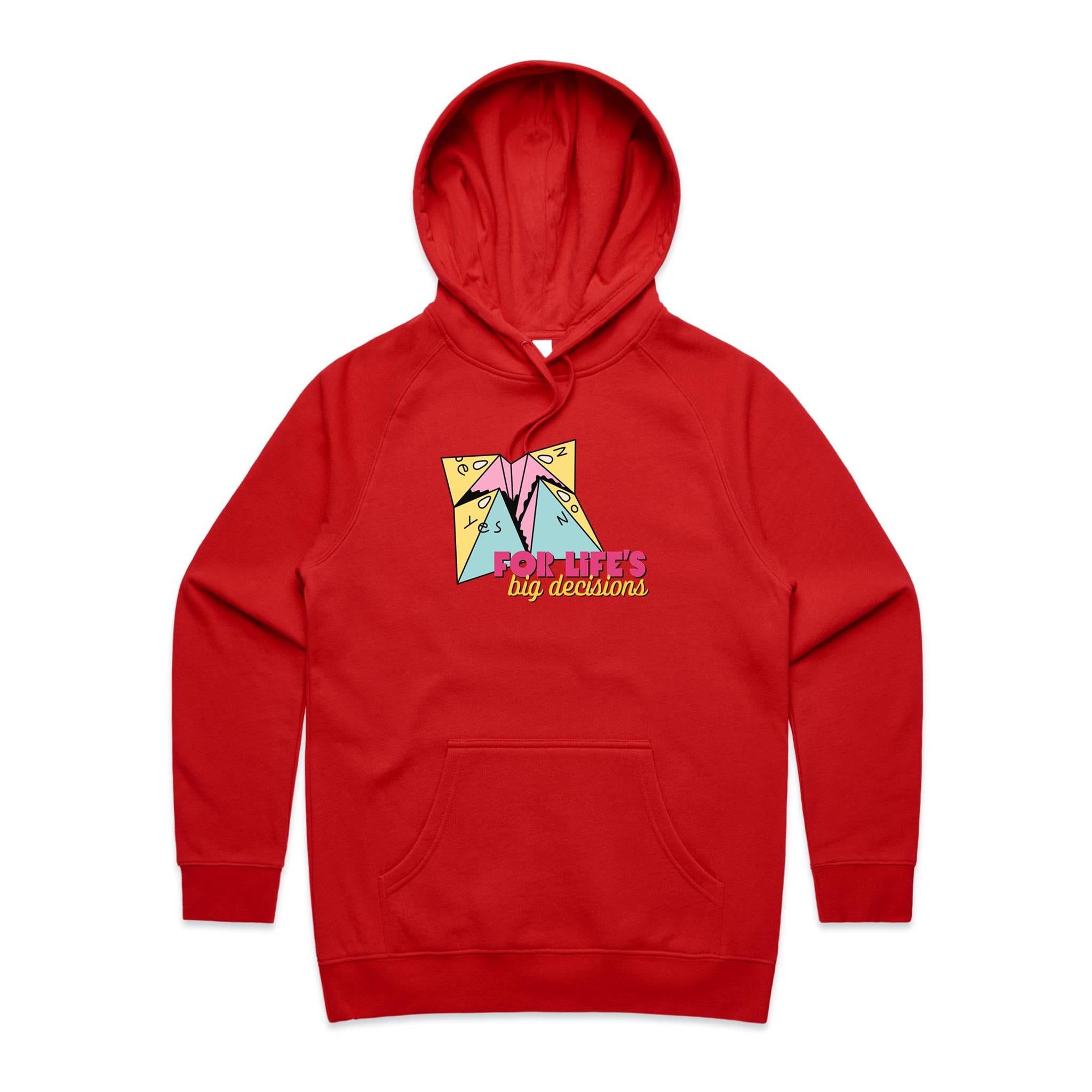 For Life's Big Decisions - Womens Hoodie Red Womens 2XL Womens Hoodie Games Printed In Australia