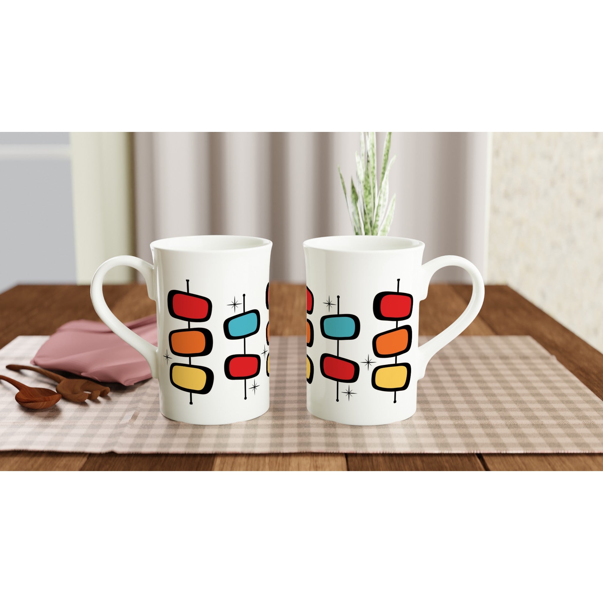 Retro Style - White 10oz Porcelain Slim Mug Porcelain Mug Globally Fulfilled Retro