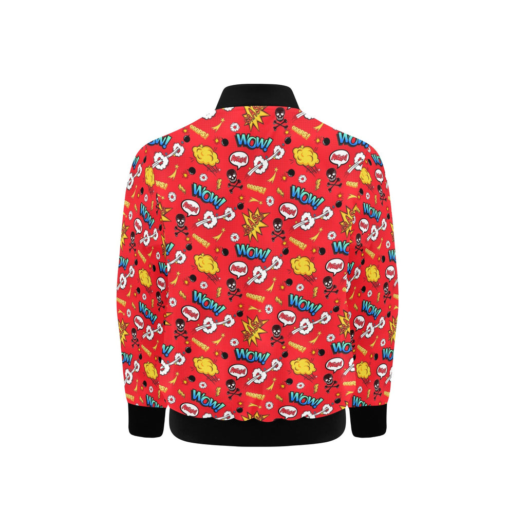 Comic Book Red Kids Bomber Jacket Kids Bomber Jacket comic Printed Offshore