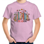 Freedom, Reading Books - Kids Youth T-shirt Pink Kids Youth T-shirt Printed In Australia Reading