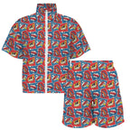 Comic Book Cells Women's Windbreaker Short Set Women's Windbreaker Short Set comic Printed Offshore